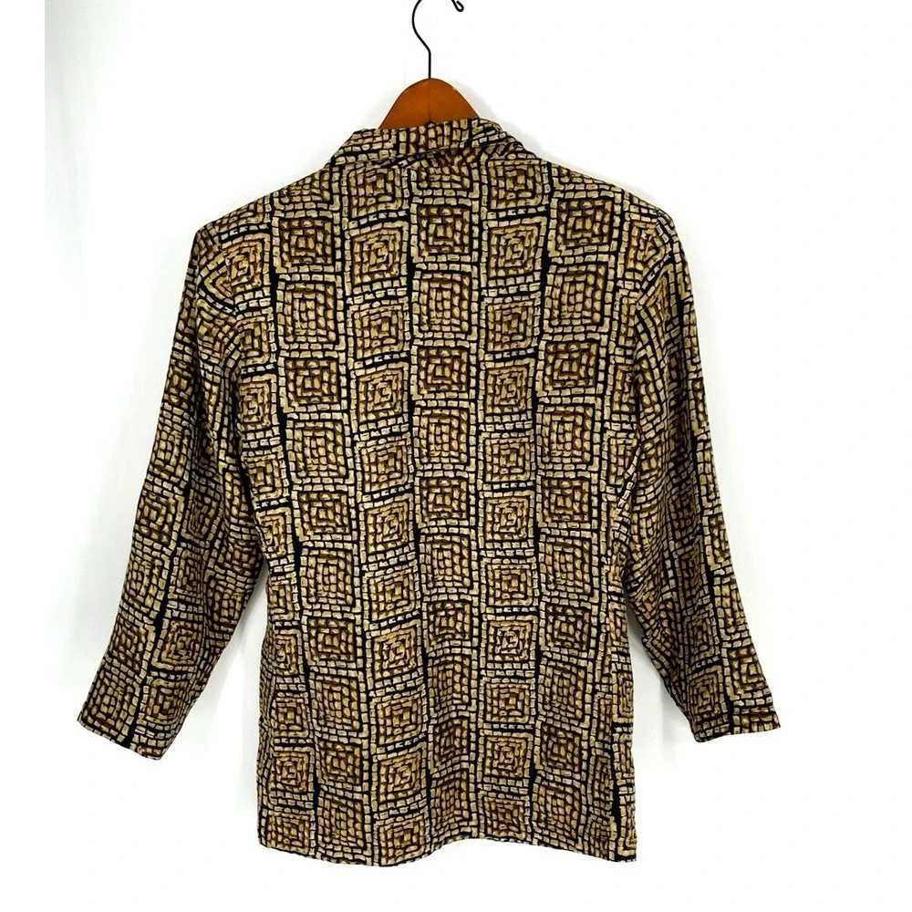 Robert Stock Limited Medium Womens‎ 100% Silk One Button Blazer Geometric Print